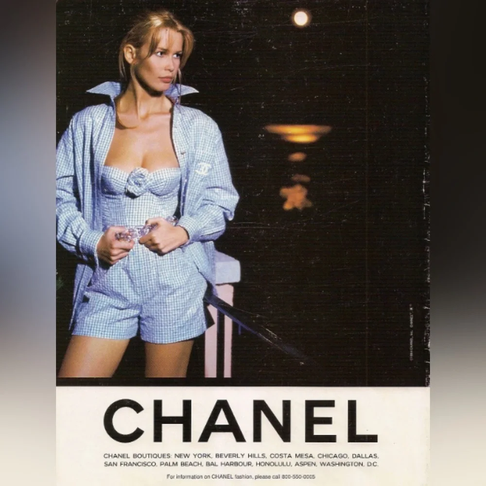 Rare Chanel Vintage Cruise 1995 Blue Gingham Bustier Shorts Camellia 95C Set - Picture 15 of 15